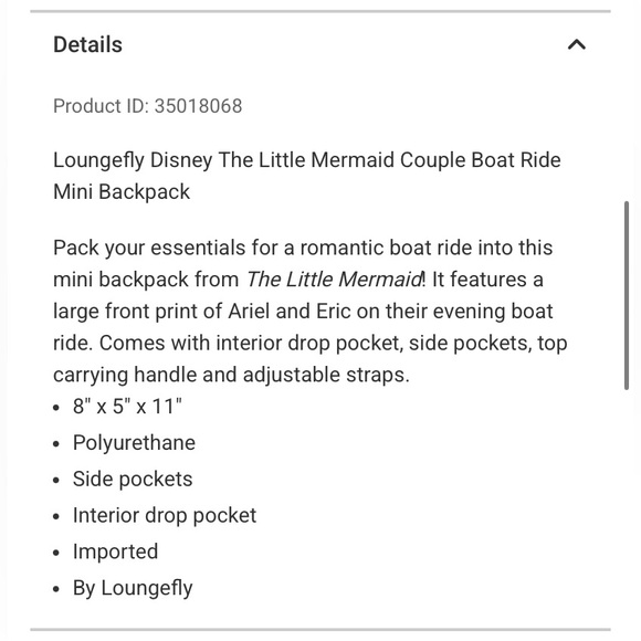 DISNEY x  LOUNGEFLY The Little Mermaid Couple Boat Ride Mini Backpack main image 4